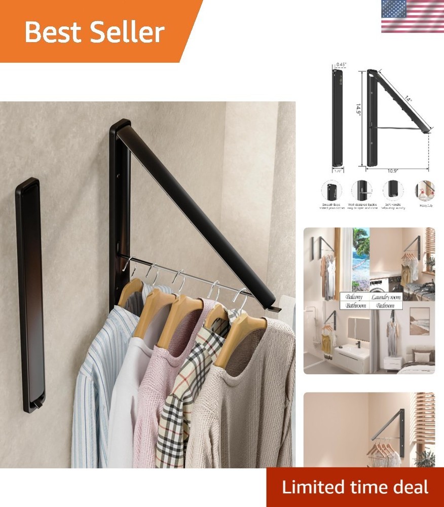 Clothes Drying Rack Wall Mounted Retractable Foldable Laundry Hanger