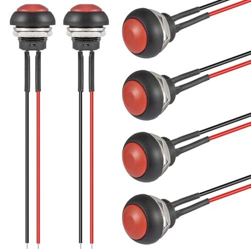 12MM Momentary Push Button Switch ON Off Round Mini Waterproof Push 6Pcs Red