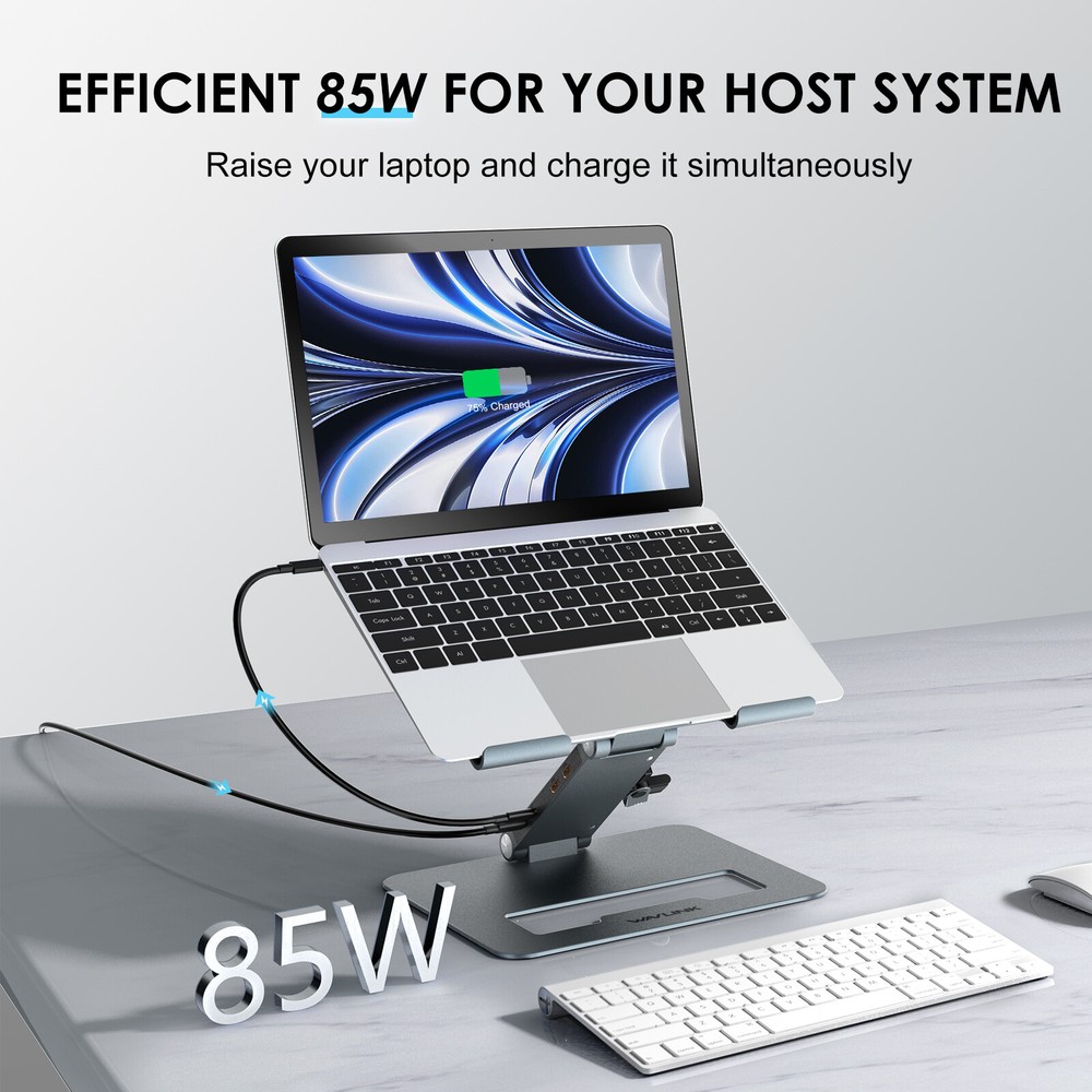 Adjustable Computer Riser Laptop Stand USB C Dock Dual HDMI for 10-17" Laptop