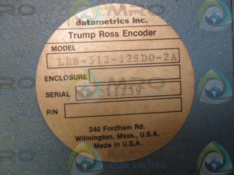 DATAMETRICS LRB-512-12SD0-2A TRUMP ROSS ENCODER UNMP