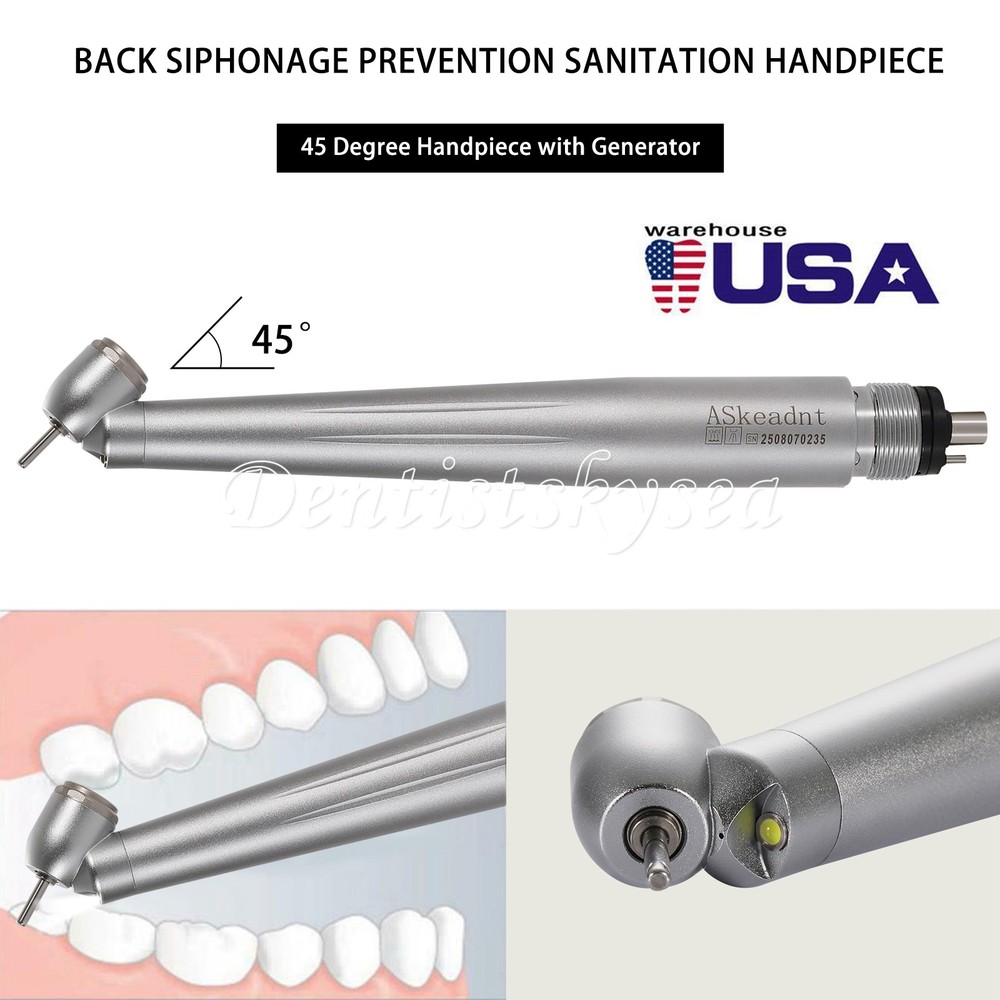 45 Degree Surgical High Speed Handpiece E-generator LED Push Button 4Hole Dental