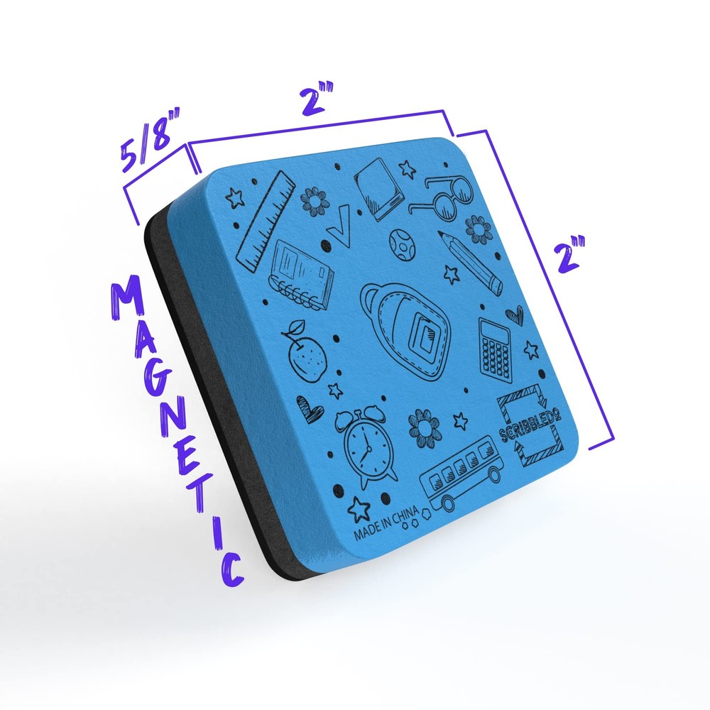 Scribbledo 6 Pack Magnetic Dry Erase Erasers - Assorted Colors,