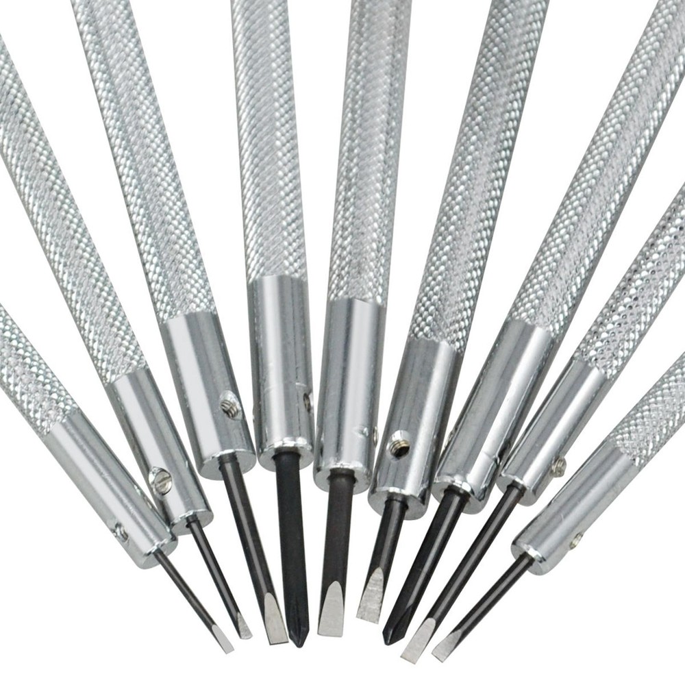 9Pack Metal Plastic Precision Screwdriver Watch Slotted Flat Blade Watchmaker