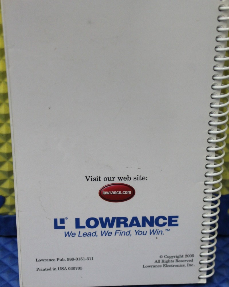 Lowrance Fish-finding Sonar And Mapping GPS Operation Instructions 988-0151-311