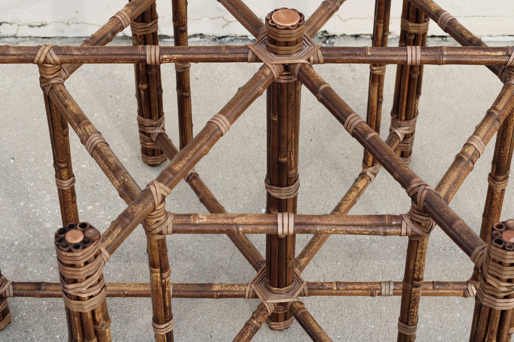 Authentic McGuire Hexagonal Bamboo Rattan Organic Modern Dining Table Base