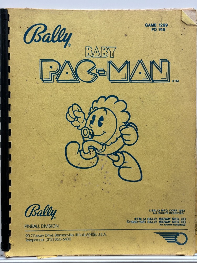 ORIGINAL-BALLY-BABY PAC-MAN-INSTALLATION & GENERAL OPERATIONS INSTRUCTIONS