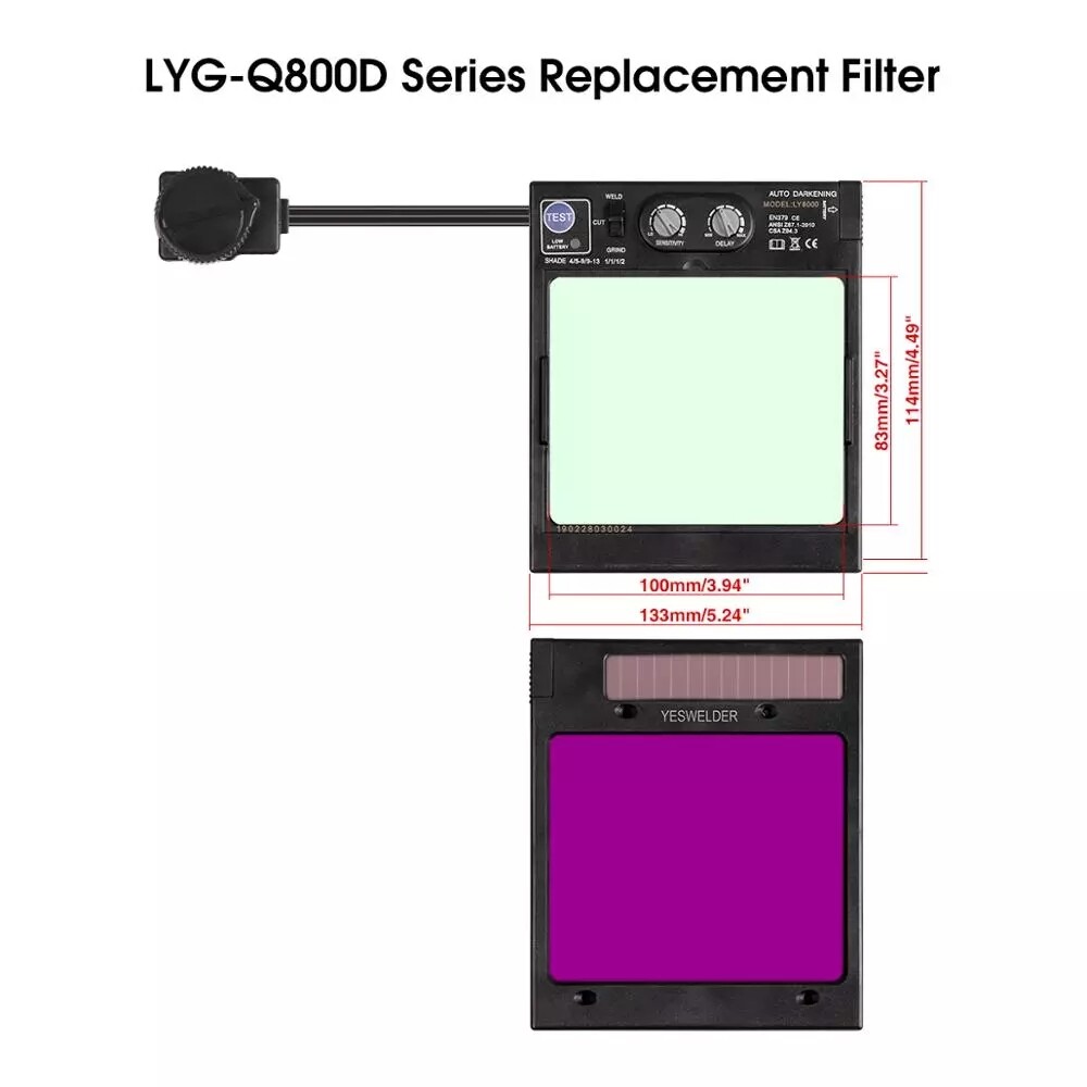 Replacement Auto Darkening Lens and Controller for Q800D Welding Helmet