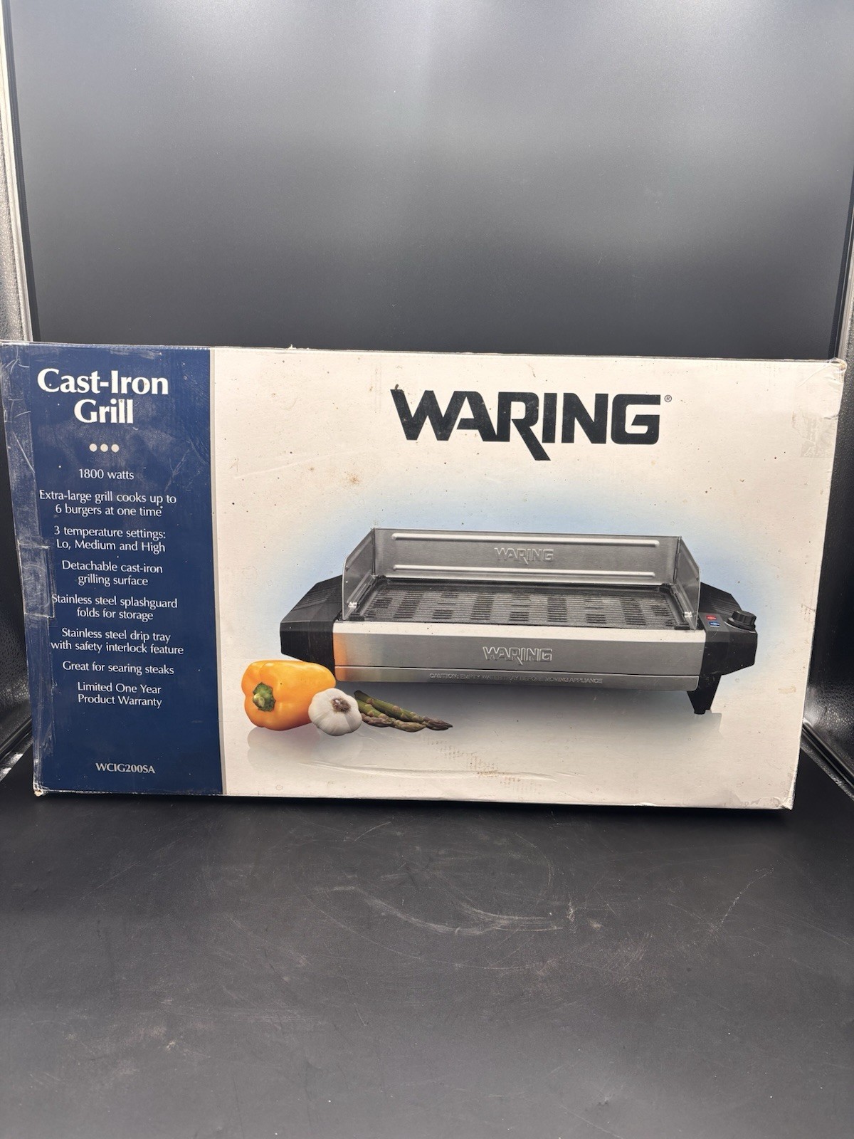 Waring Pro Electric Cast Iron Indoor Grill - WCIG200SA 1800W Commercial Griddle