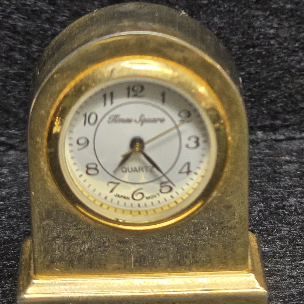 Miniature Brass Clock Quartz Times Square Japan Untested