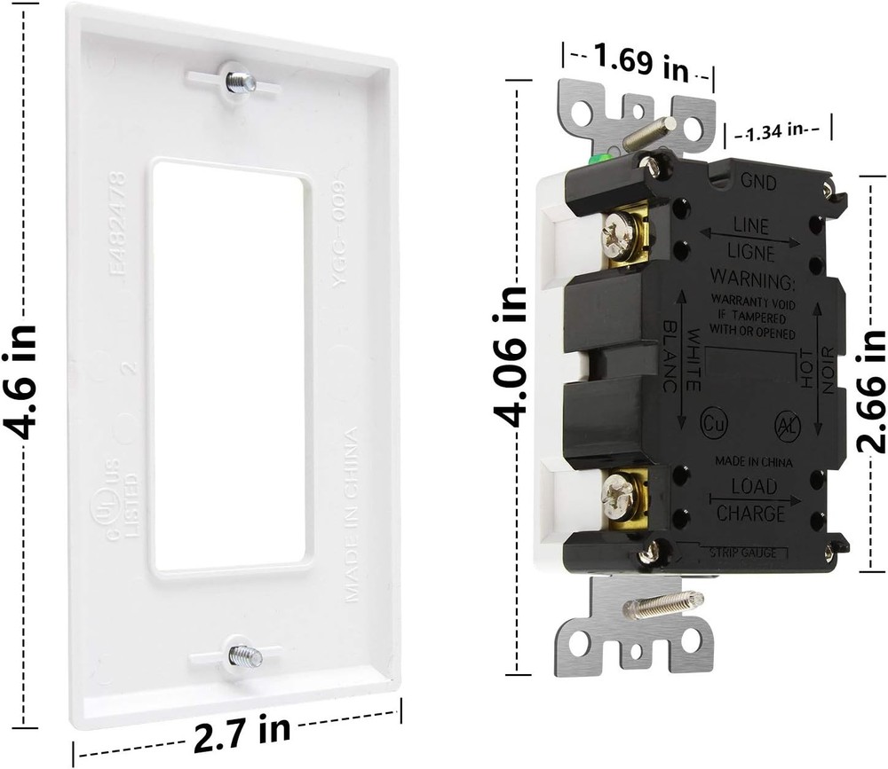 ANKO GFCI Outlet 20 Amp, UL Listed, LED Indicator, 1 Pack, White