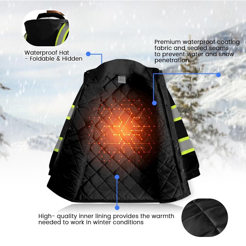 Reflective Jackets for Men, High Vis Safety Work Jacket with Pockets, Constru...