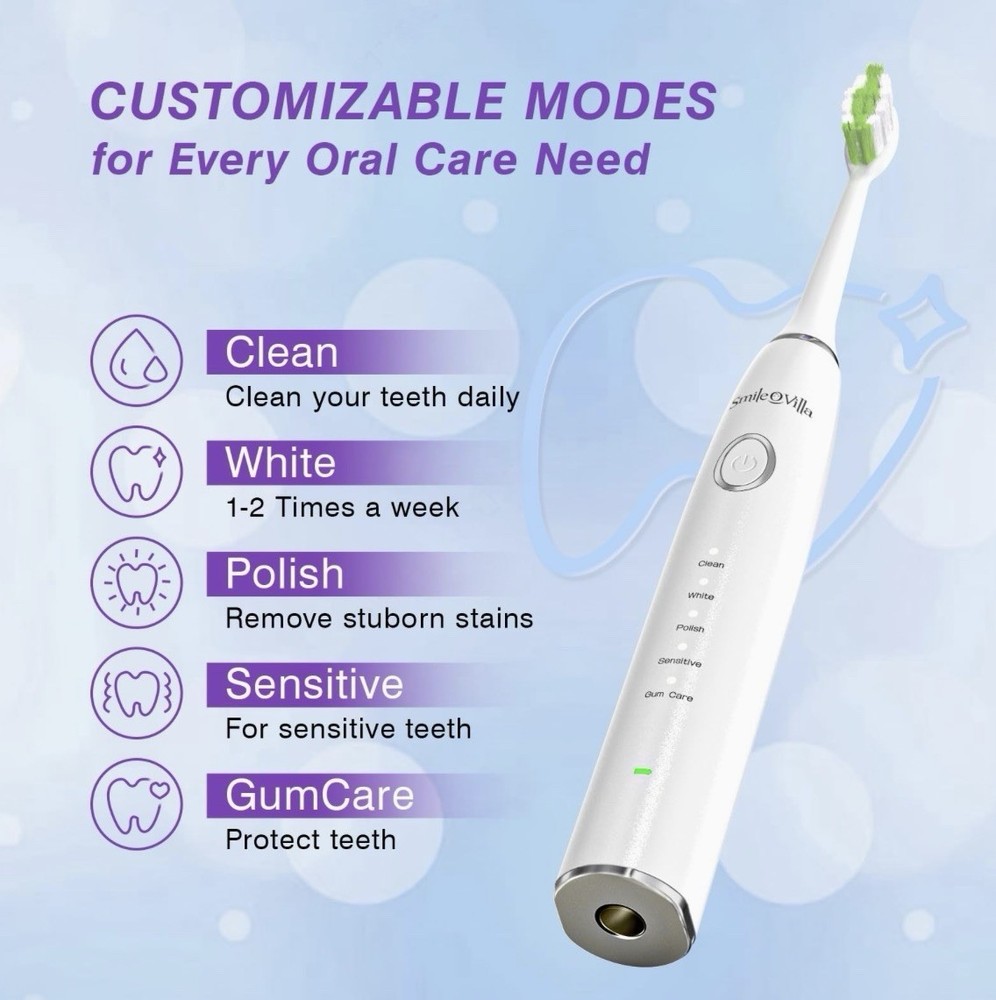 Advanced Sonic Electric Toothbrush with 4 Replacement Heads – Multiple Modes