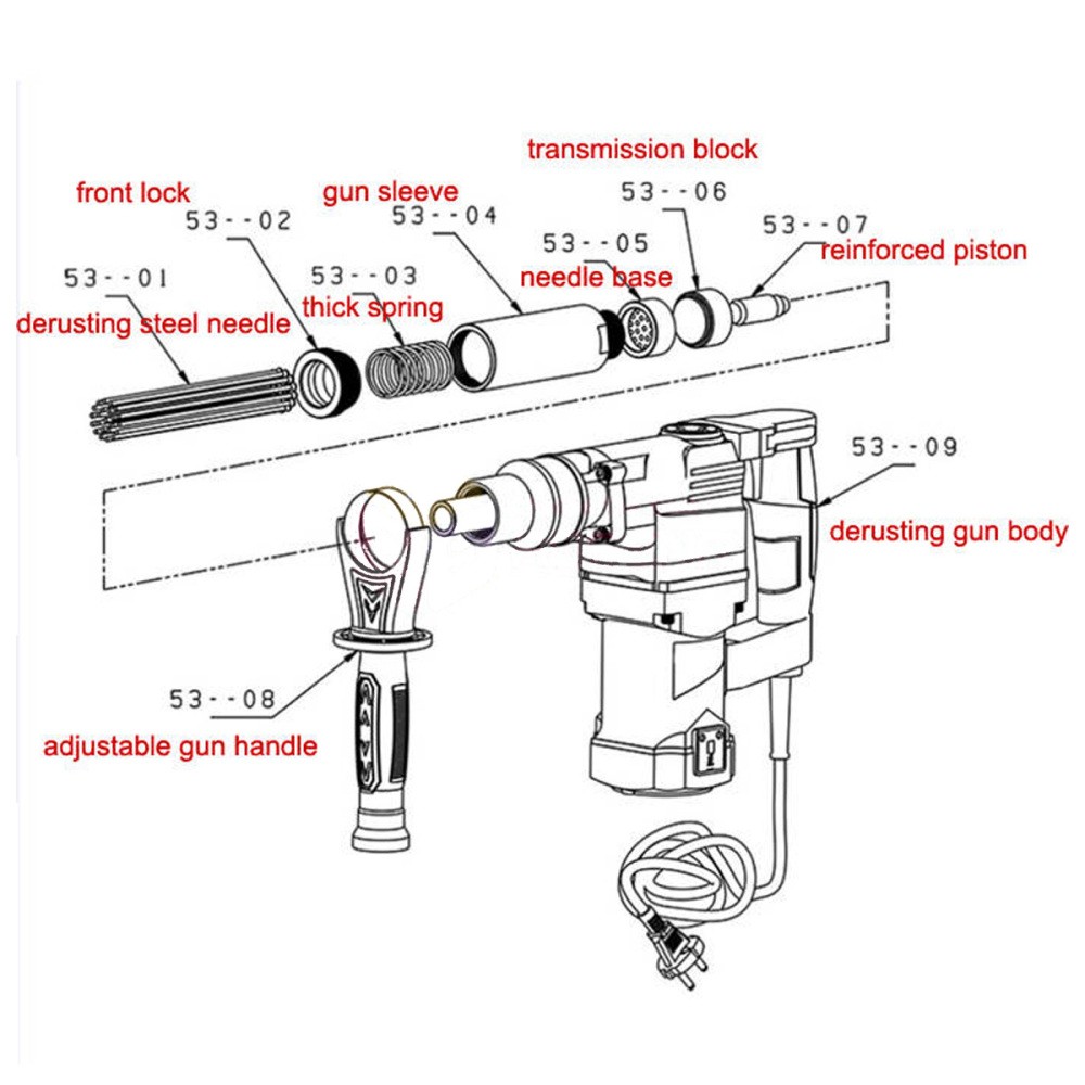 110V Electric Needle Scaler Needle Derusting Gun Marine Rust Removal Tool