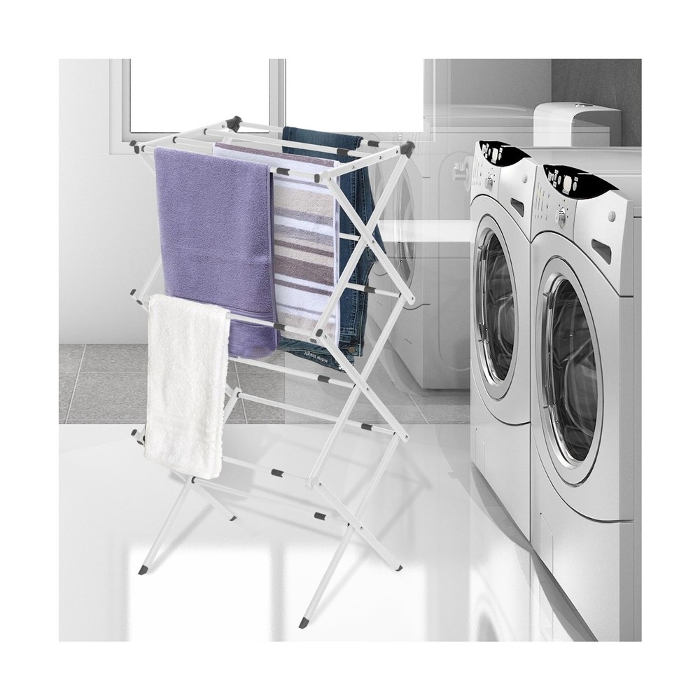 BLACK + DECKER 3 Tier Expandable Collapsing Foldable Laundry Rack for Air Dry...
