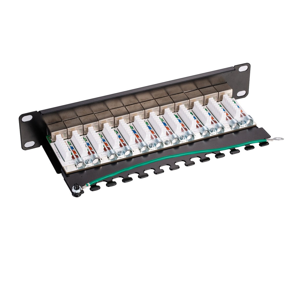 12 port Cat6A Shielded Patch Panel for Termination and Patch of Network Cables