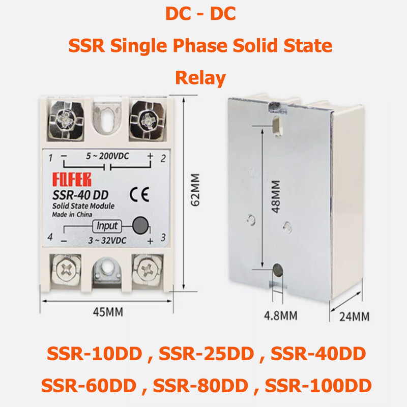 DC - DC Single Phase Solid State Relay Module SSR 10DD - 100DD DC3-32V DC5-200V