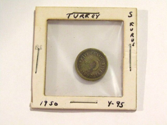 Turkey 1950 5 Kurus Brass Coin