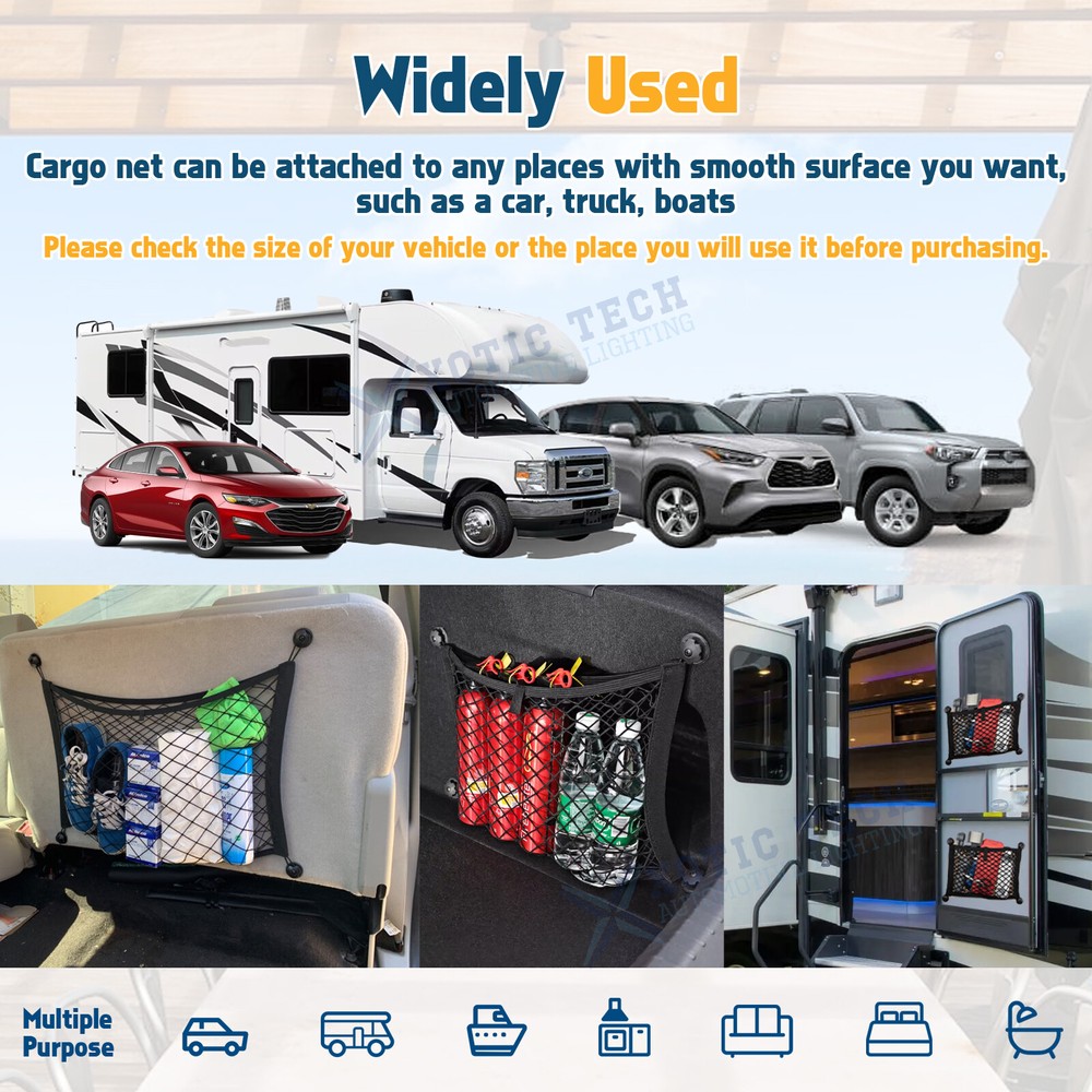 2 Pack Mesh Cargo Net Stretchable Elastic Car Storage Organizer Pouch Universal