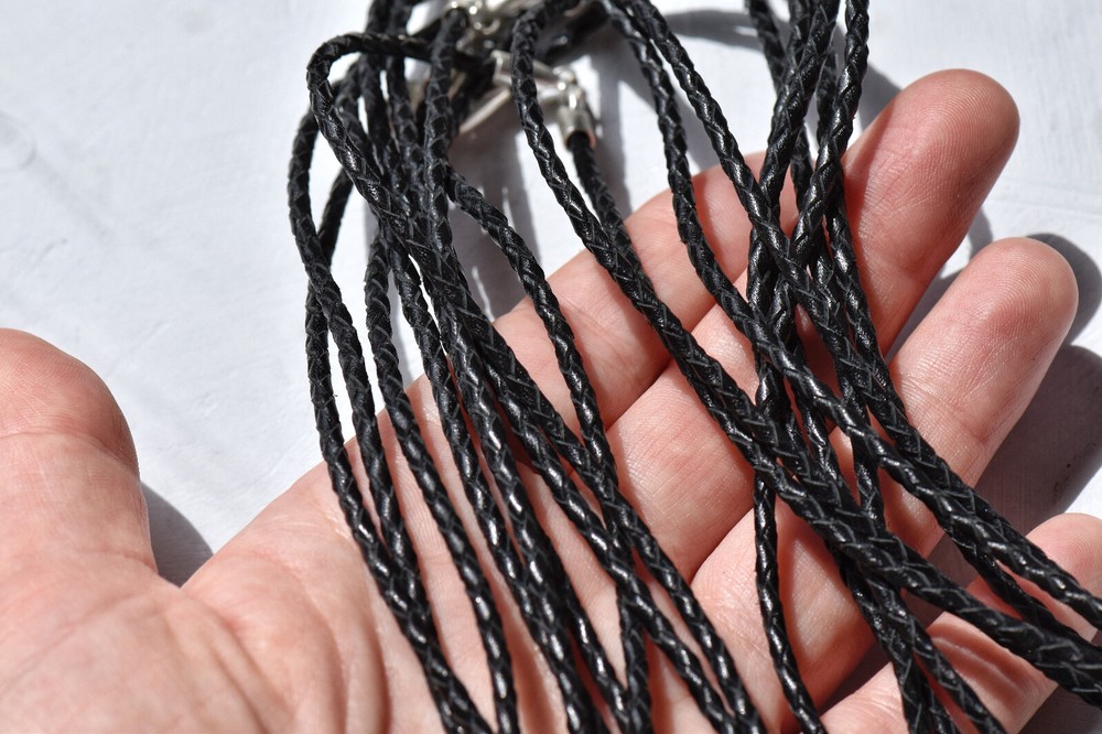 Leather lace, with silver 925 clasp. Handmade