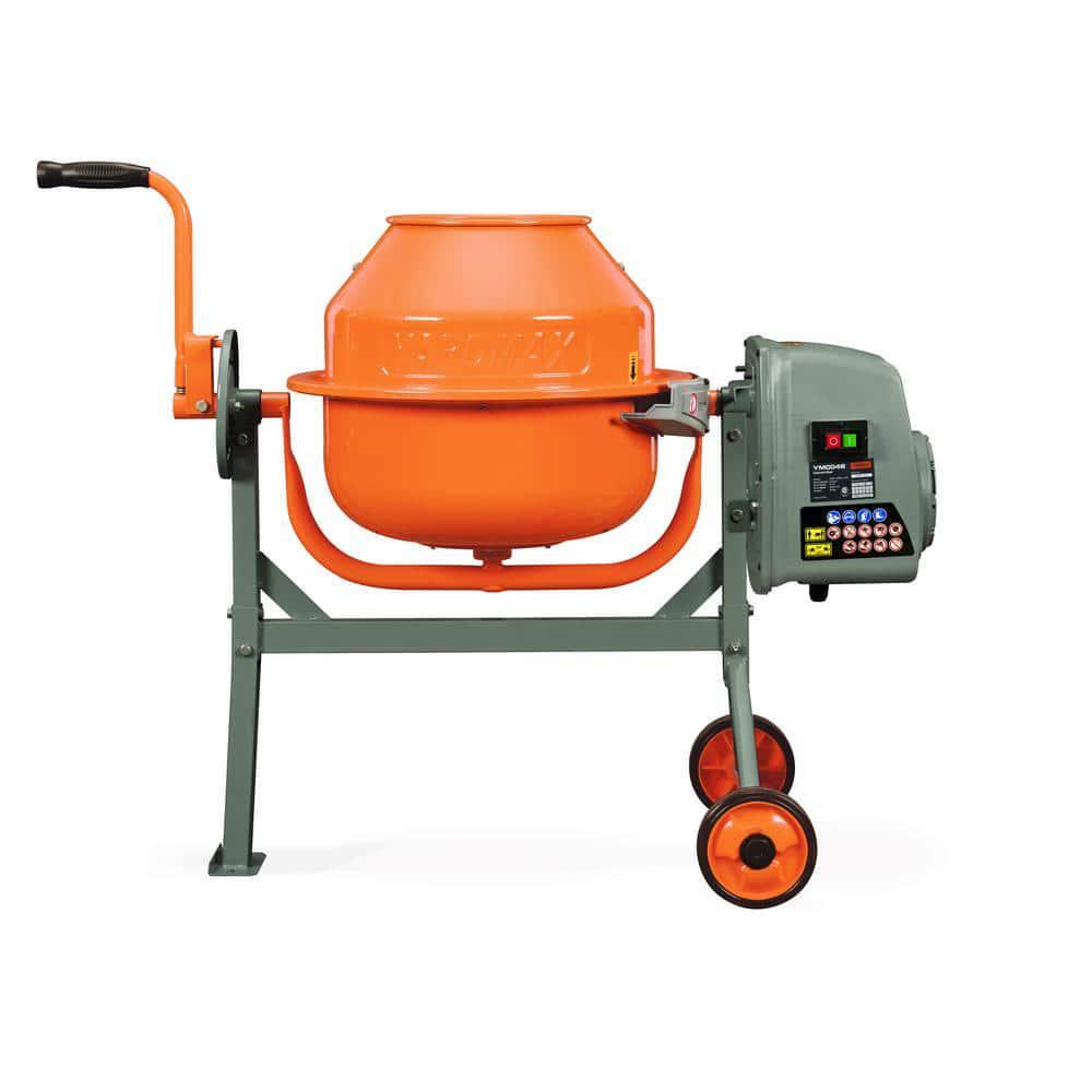 YARDMAX Concrete Cement Mixer Low-Profile Height Portable Stamped Steel Drum