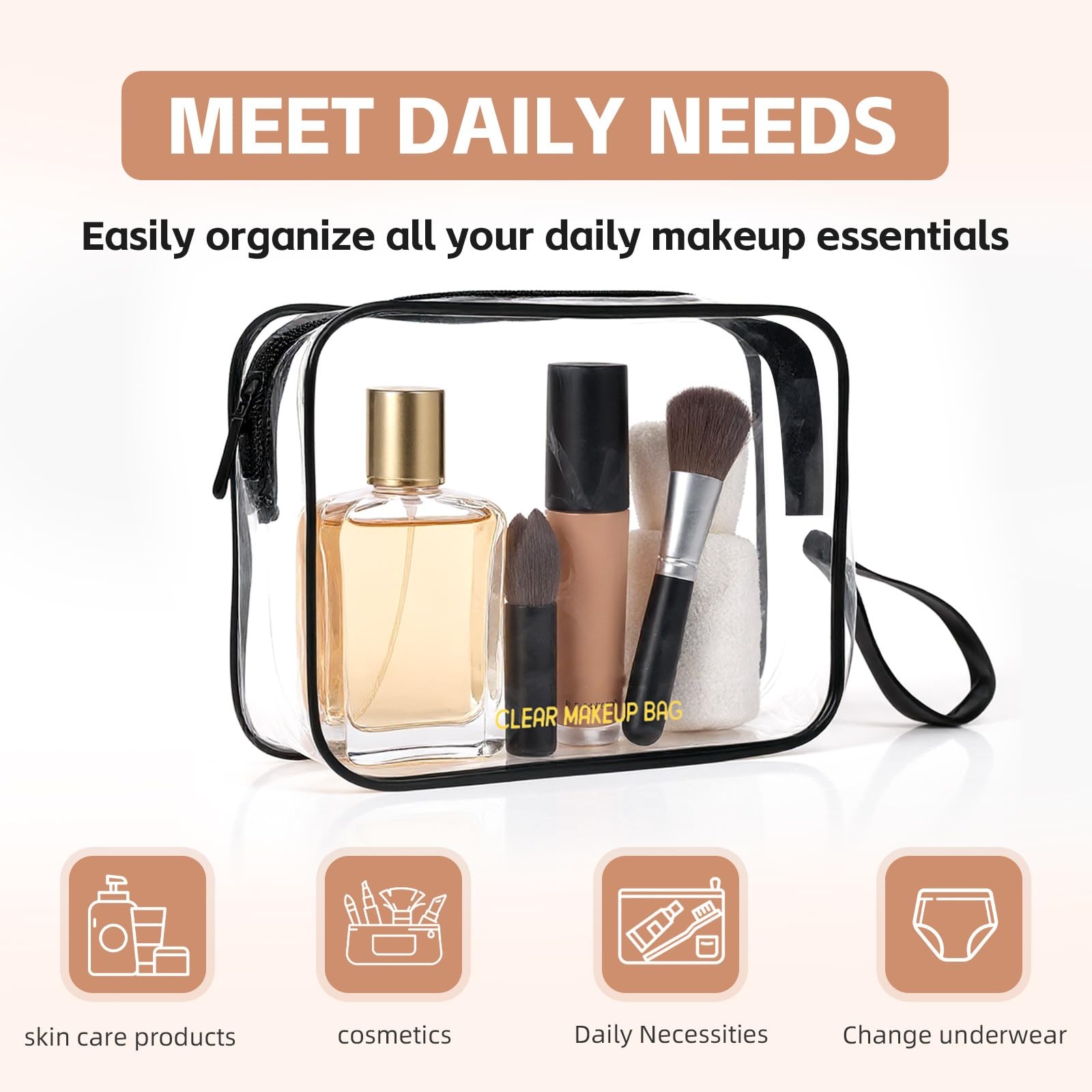 Icramsy Clear Makeup Bag,2 Pack TSA Approved Toiletry Bag Travel Toiletry Bag