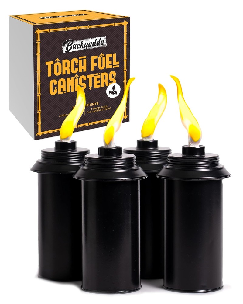 Backyadda Torch Replacement 4 Pack Standard Metal without Caps, Black