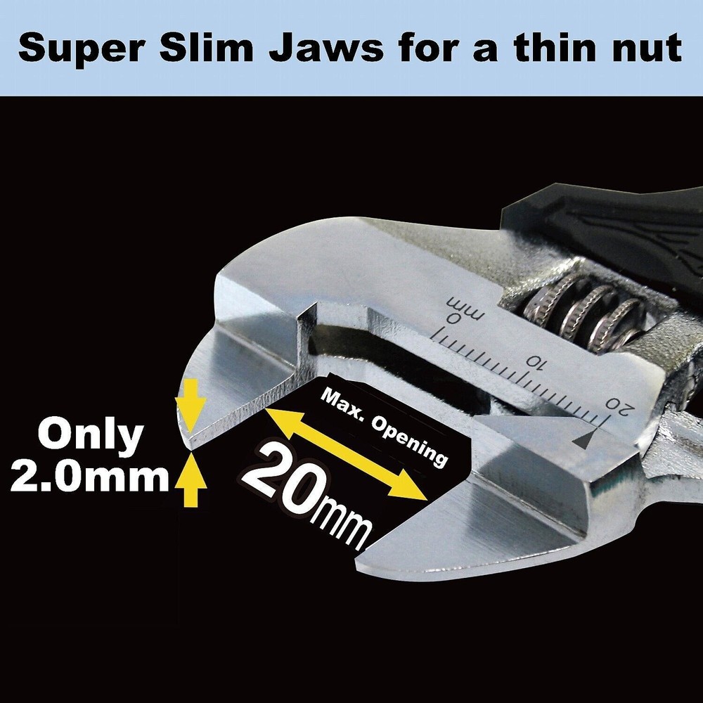 SLIM ADJUSTABLE SPANNER 2mm jaws slender thin low profile narrow ENGINEER TWM-03