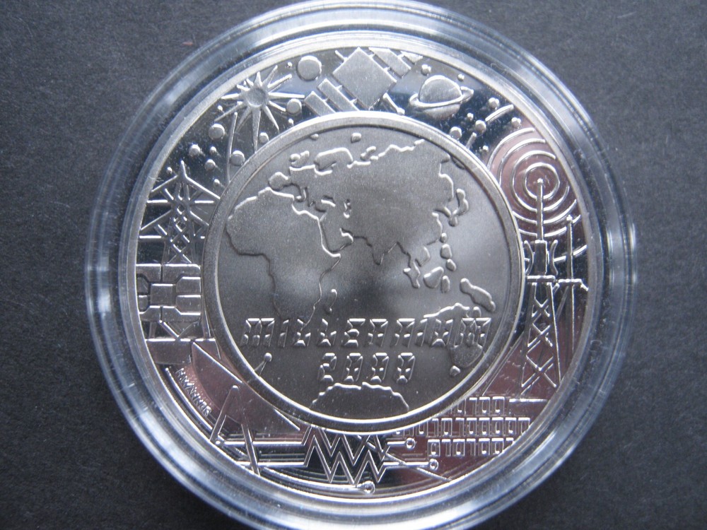Austria 1999 Millennium 100 Schilling silver proof 0.900 outer ring 13.75g