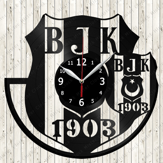 Beşiktaş Vinyl Record Wall Clock Decor Handmade 3009