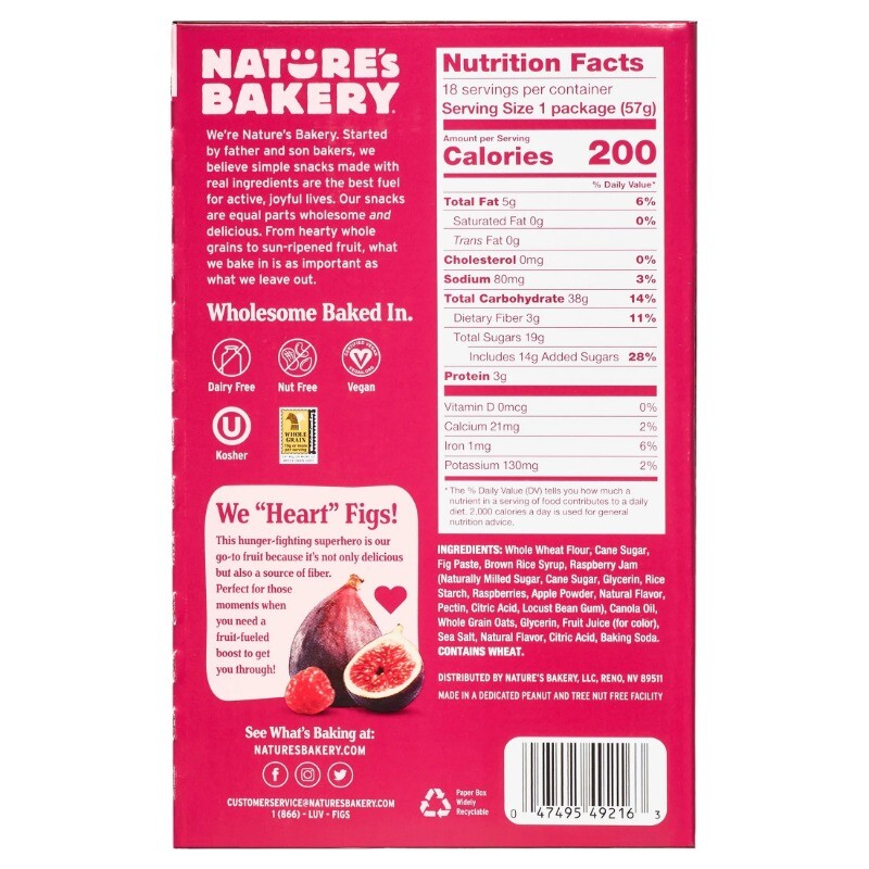 Nature's Bakery, Raspberry Fig Bar, Twin Packs, 2 oz, 18 Count