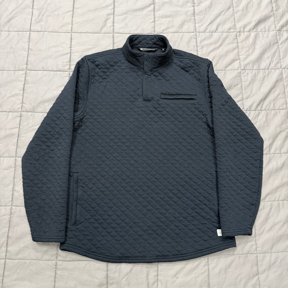 TravisMathew Interlude Mens Navy Blue Quilted Mock Neck Pullover Sweater Medium