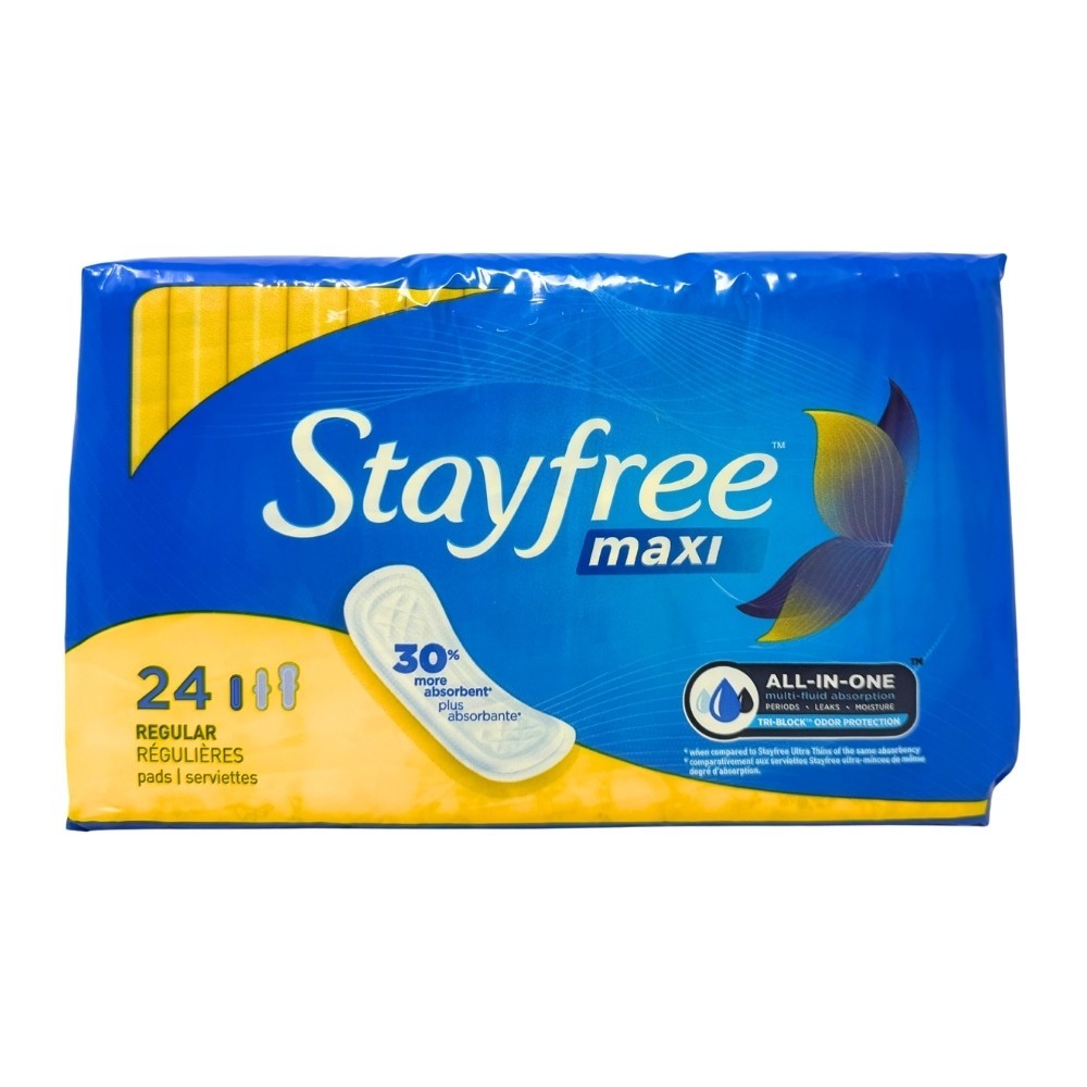 6 Pack - Stayfree Maxi Regular Pads Without Wings, 24 Count