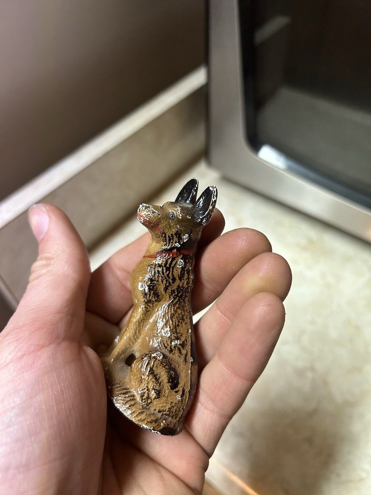 Antique Cold Painted German Shepherd Hurley Dog