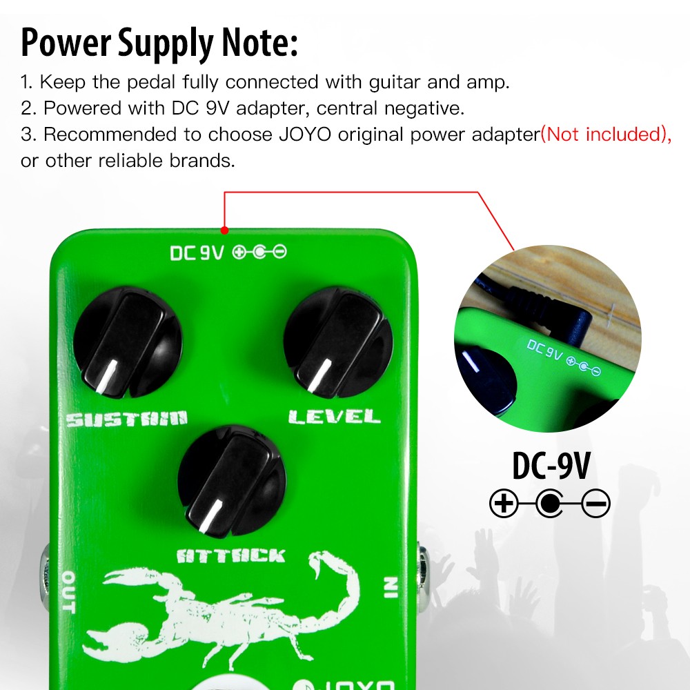 JOYO Dynamic Compressor Pedal Classic Ross Compressor Guitar Pedal + Guitar Capo