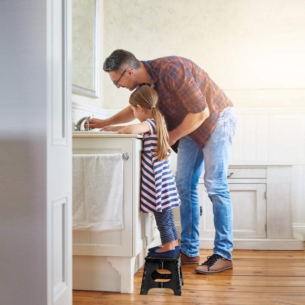 Folding Step Stool 11 Inch Sturdy Plastic Foldable Step Stool Kids & Adults