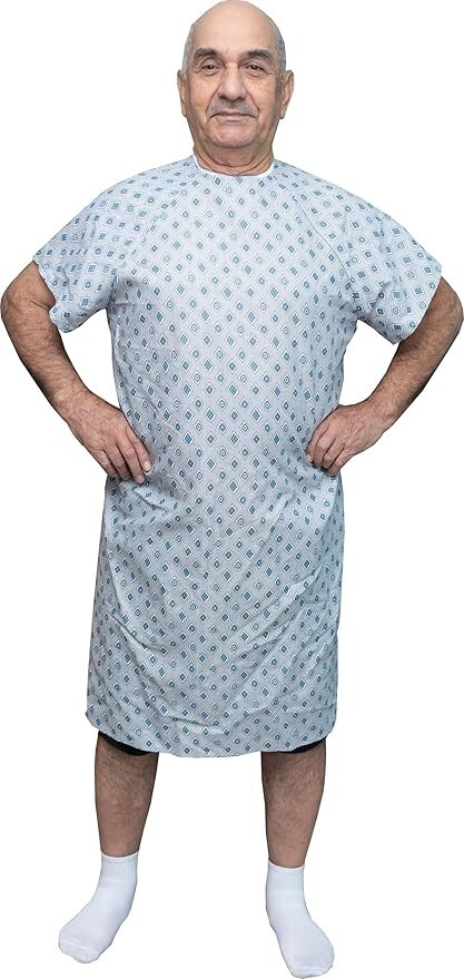 6 PACK - Reusable Hospital Gowns for Men Medical Patient Gowns with Back Ties