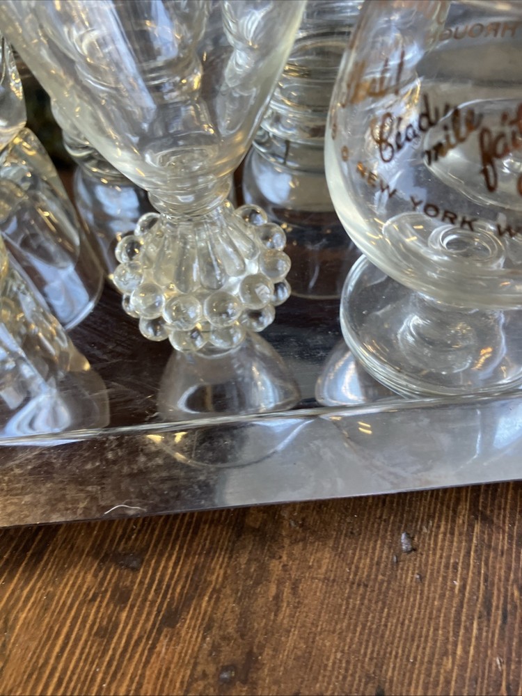 Bartender Cocktail Glasses Set With Tray Mixed Bar Glasses
