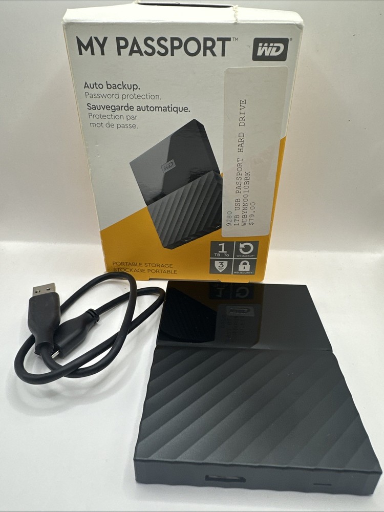 WD 1TB My Passport Portable External Hard Drive - Excellent Condition!!! Read