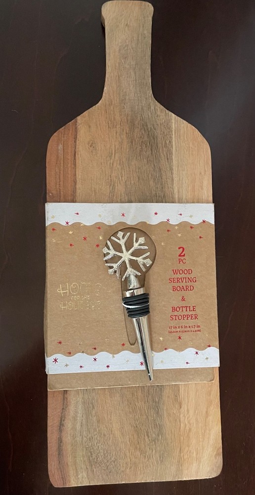 Wood serving board and bottle stopper