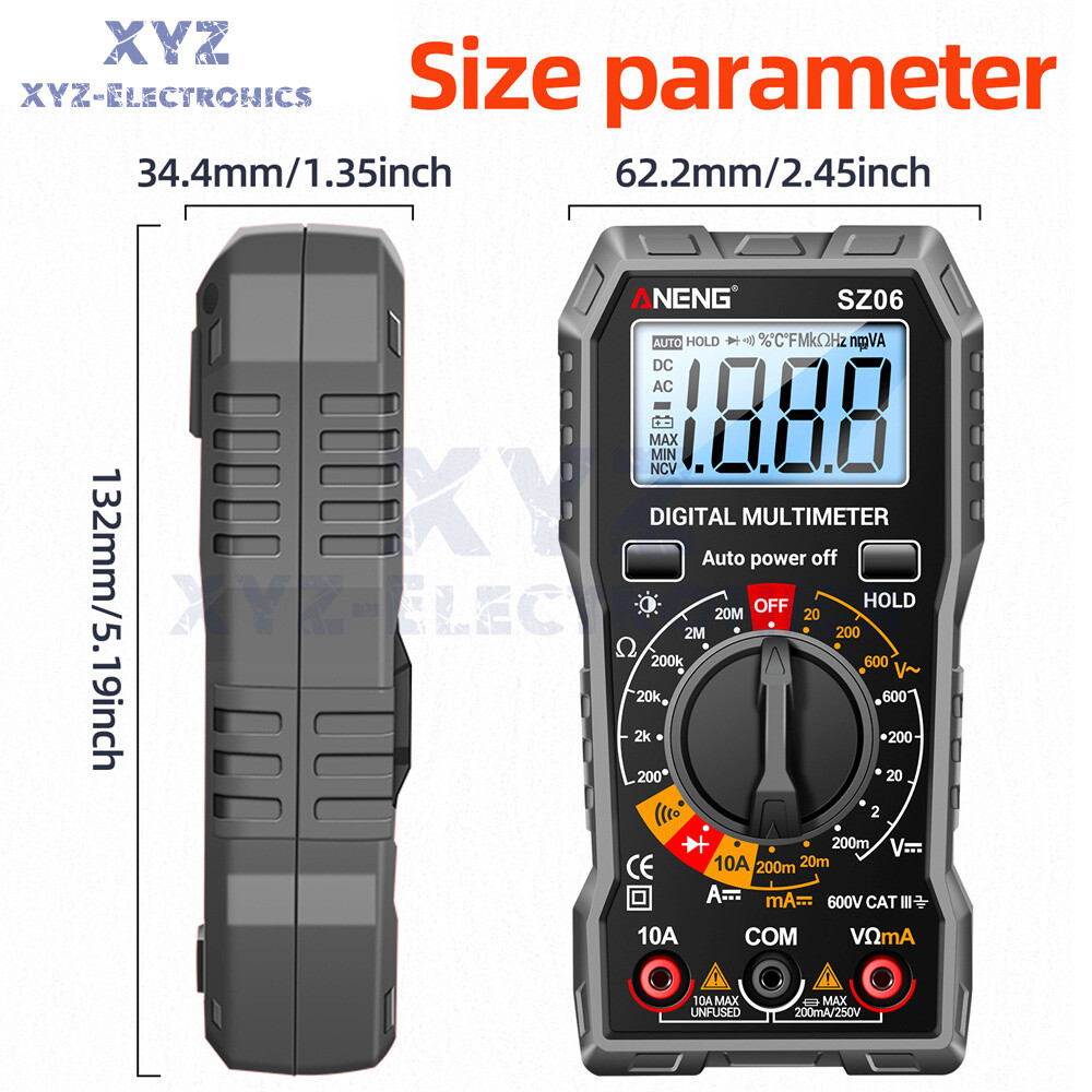 ANENG SZ06 LCD Digital Multimeter 2000 Count AC/DC Voltmeter Ammeter Volt Meter
