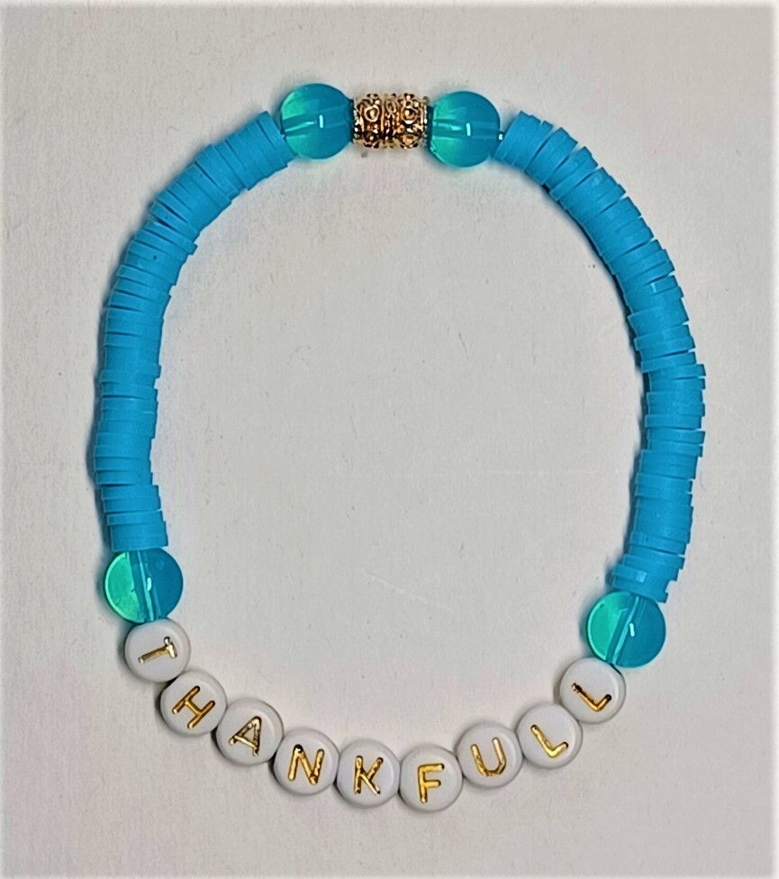 Faith Based Stretchy Thankful Beaded Bracelet