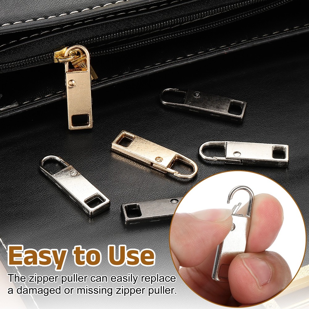 8pcs Zipper Pull, 1.42 in Zinc Alloy Zip Puller Zipper Replacement, Silver