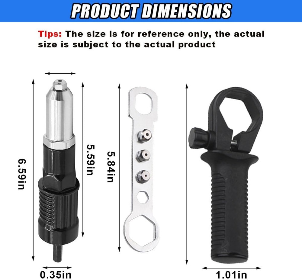Pop Rivet Gun Adapter Kit, Drill Attachment with 4 Rivets Heads...