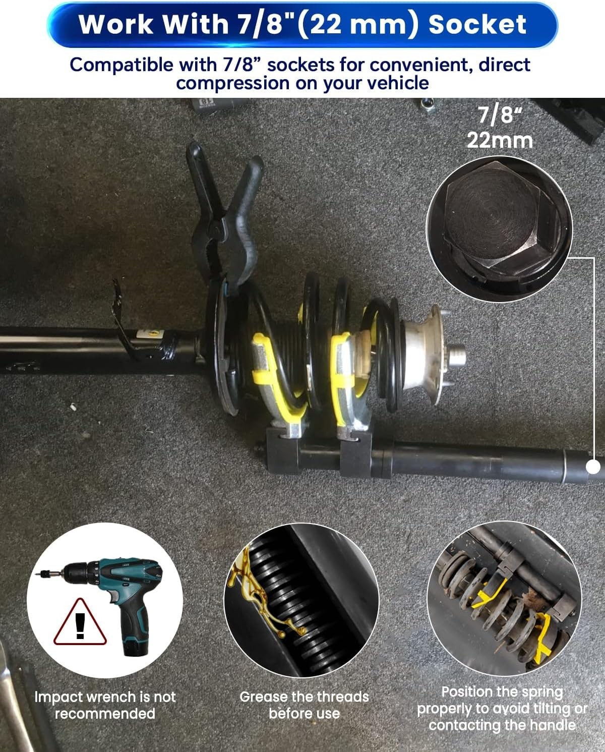 Macpherson Strut Spring Compressor Kit Interchangeable Fork Coil Extractor Tool