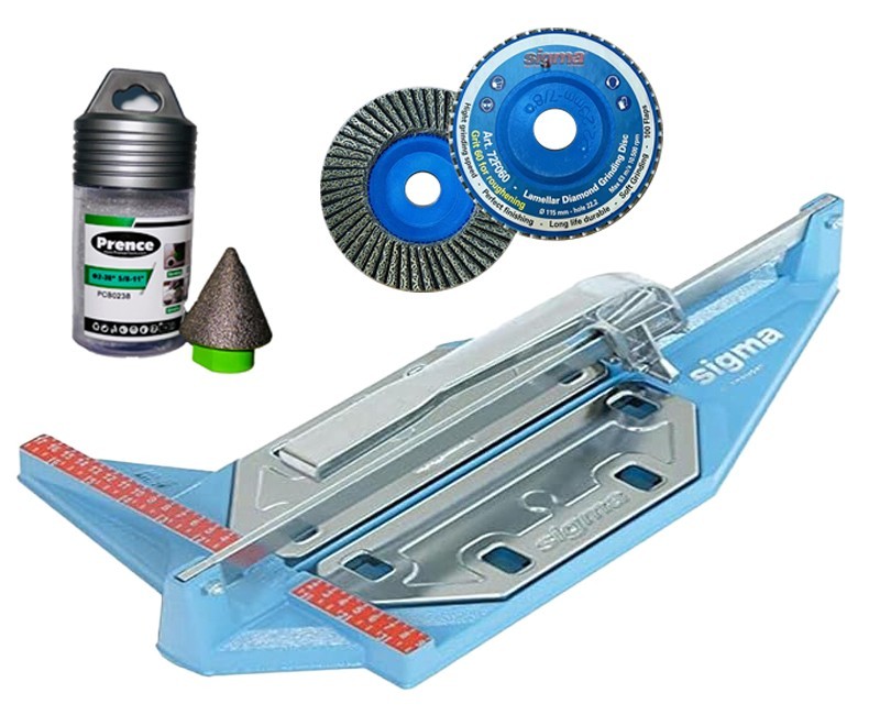 SIGMA 7F Pull Tile Cutter +Diamond Flap Disc &Diamond Chamfer Bit SHIPS FROM USA