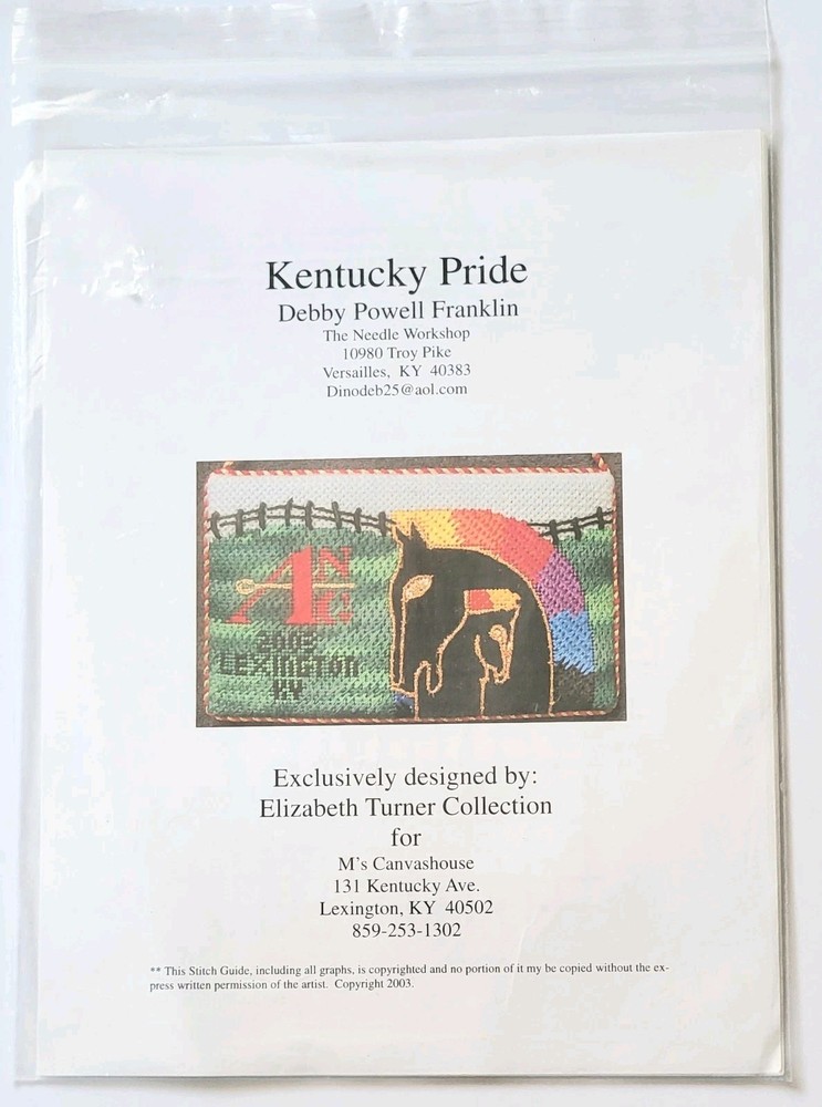 KENTUCKY PRIDE HORSE NEEDLEPOINT CANVAS PATTERN  *NEW*