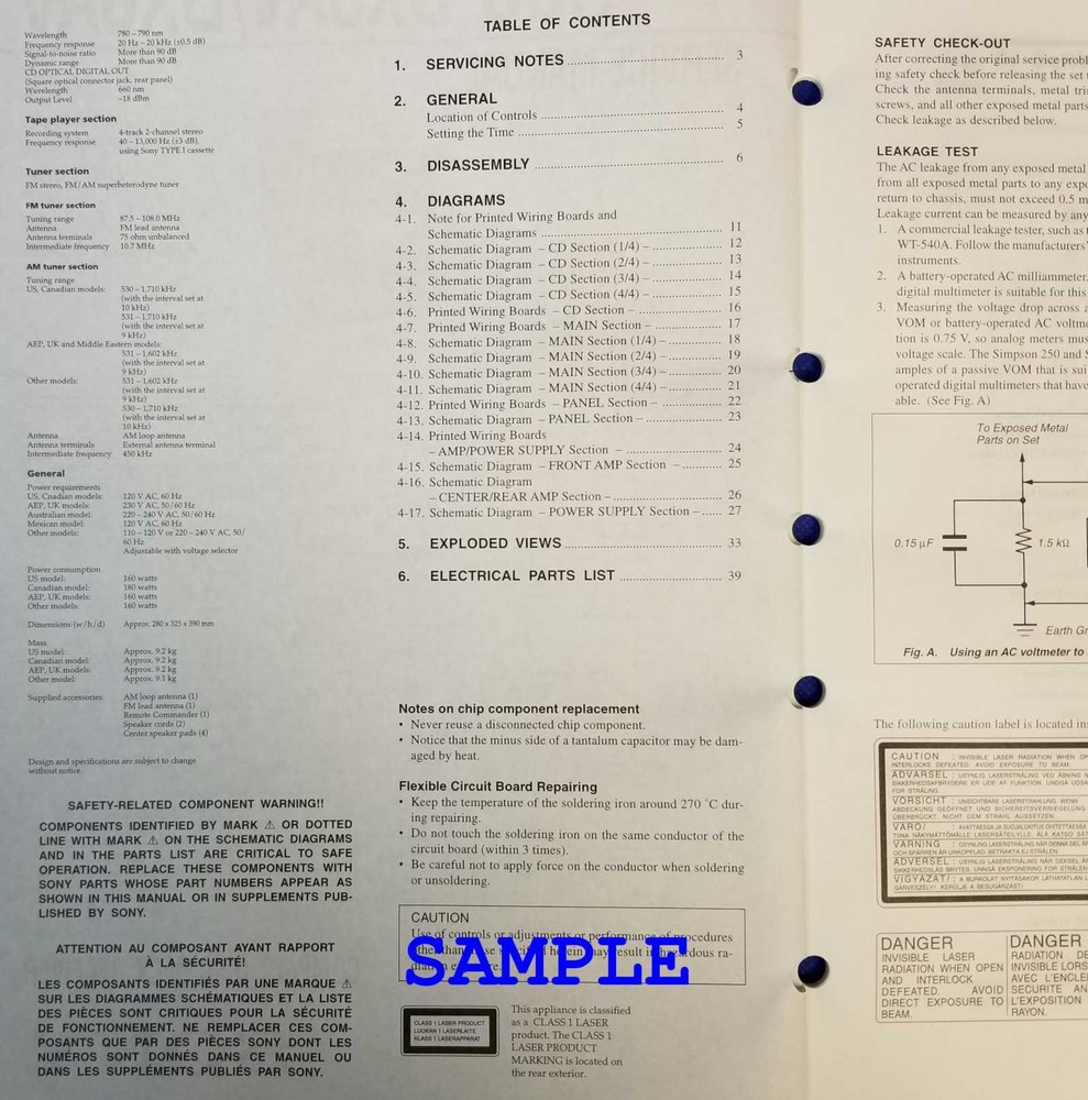 SONY D-E440 D-E441 D-E441SR D-E443 D-E445 Service Manual Original Paper OEM Repa