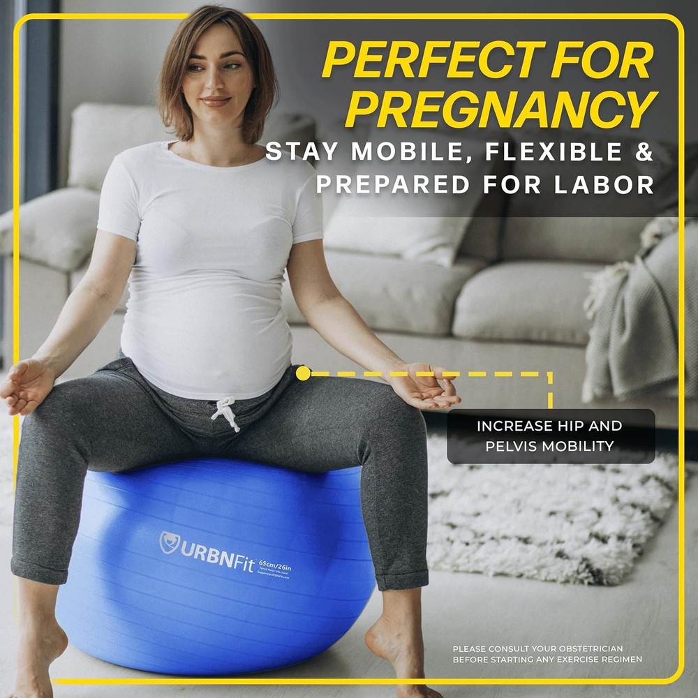 Durable Exercise Ball with Quick Pump for Stretching and Back Pain Relief