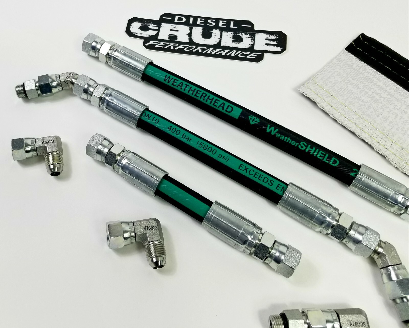 94-97 OBS Ford 7.3L Powerstroke Replacement HPOP Oil Hoses Set With Crossover