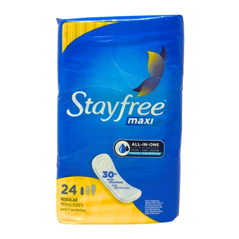 6 Pack - Stayfree Maxi Regular Pads Without Wings, 24 Count